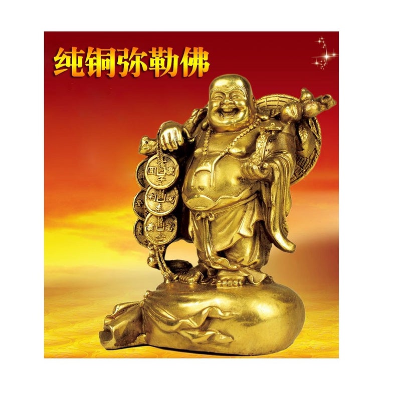 WEALTHCOMING Fengshui Buddha Statues for Lucky & Happiness,Laughing Buddha Figurines Sculptures Carrying Money Bag God of Wealth Statue Home Decor, Housewarming Congratulatory Gifts (Medium) - Image 4